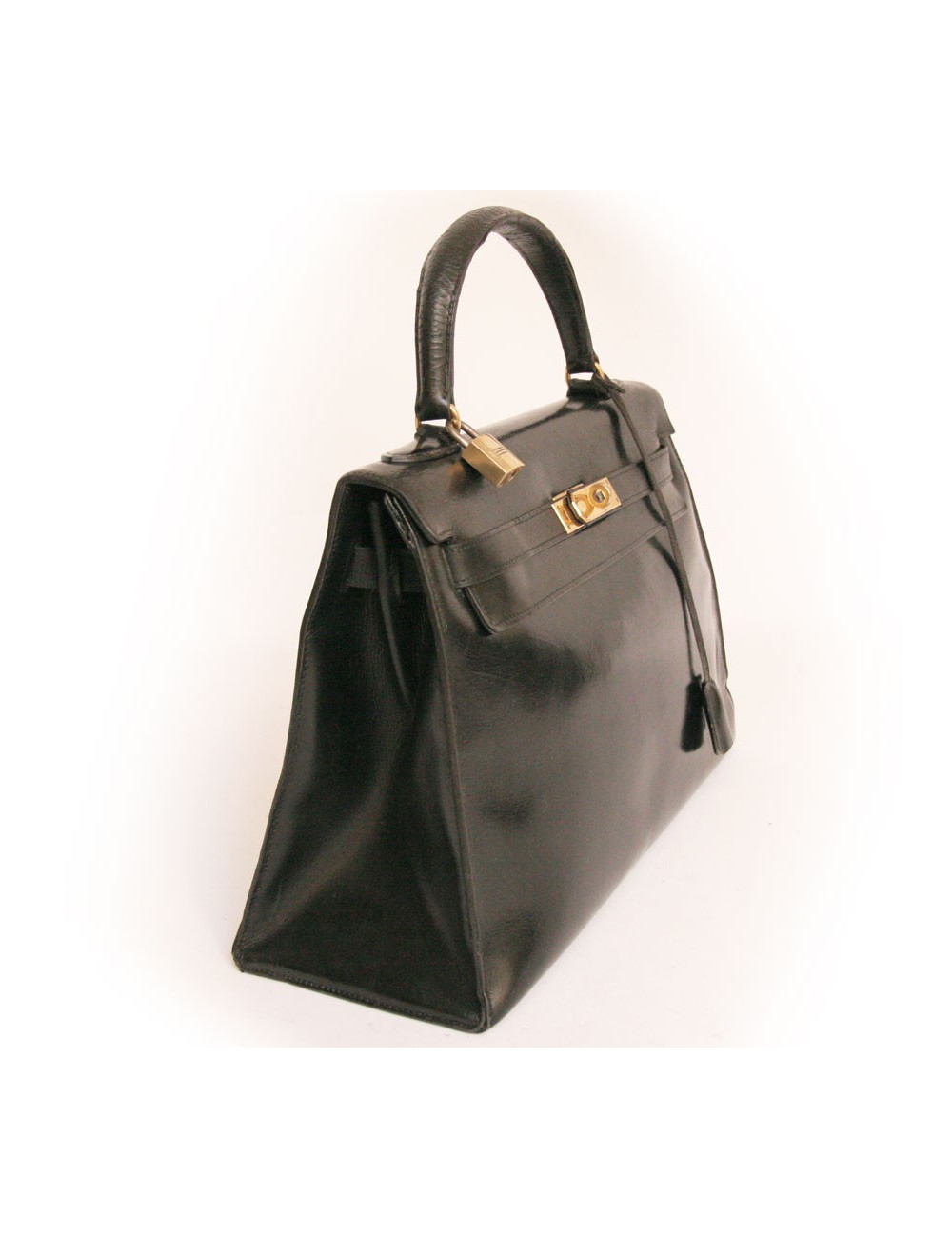 Sac kELLY 32 HERMES en cuir box noir 