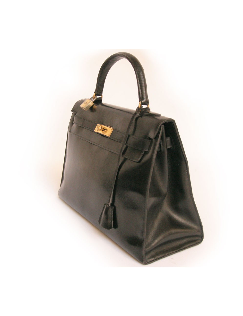 Sac kELLY 32 HERMES en cuir box noir 