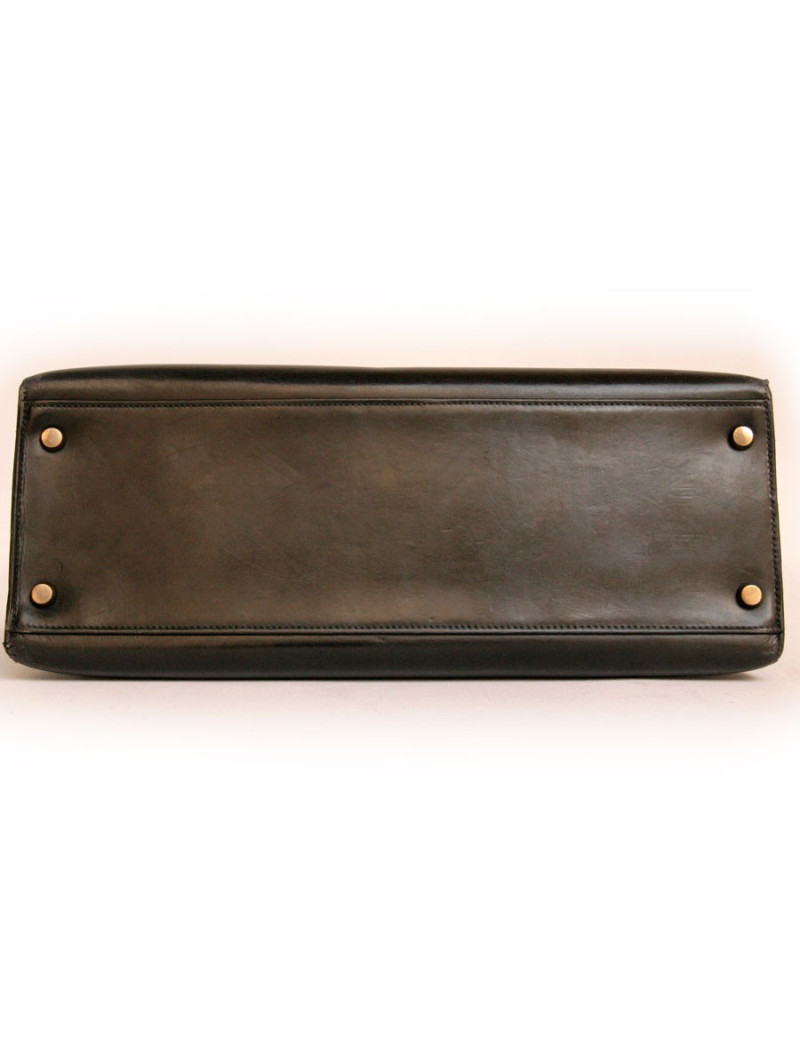 Sac kELLY 32 HERMES en cuir box noir 