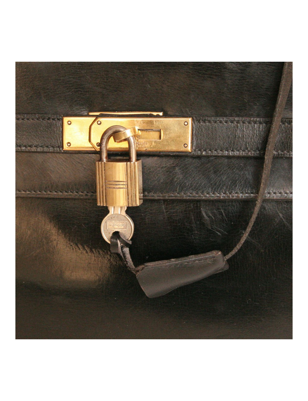 Sac kELLY 32 HERMES en cuir box noir 
