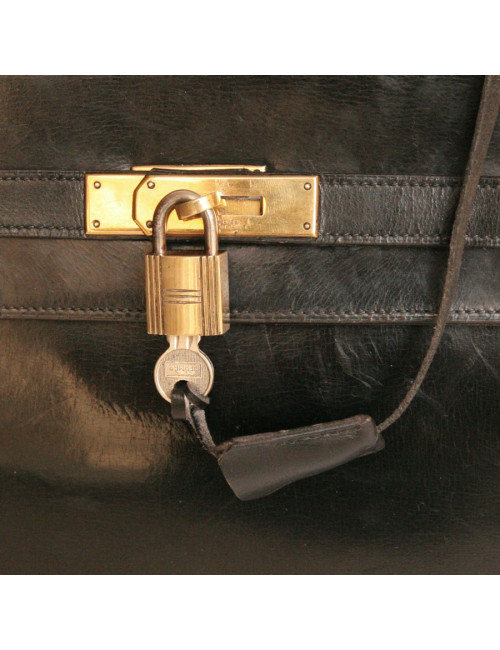Sac kELLY 32 HERMES en cuir box noir 