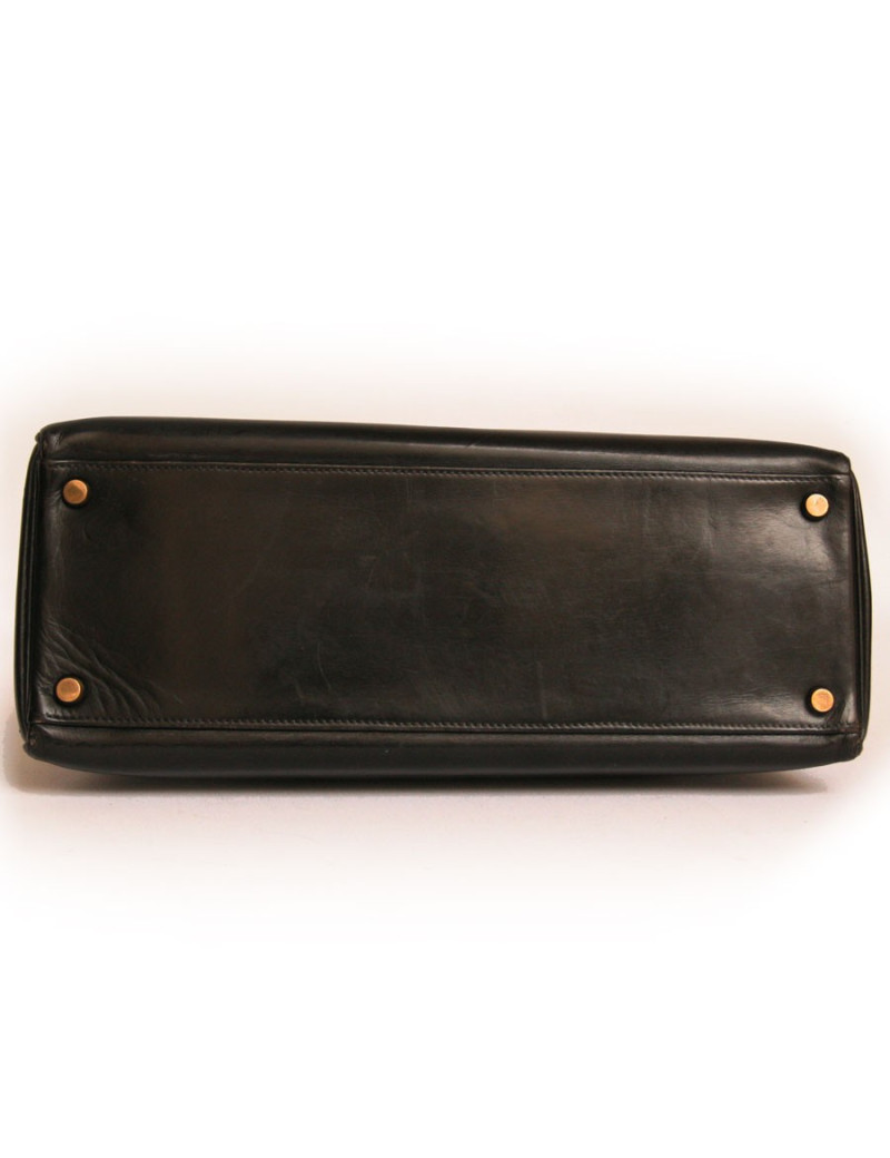 Sac Kelly32 HERMES  en cuir de box noir 