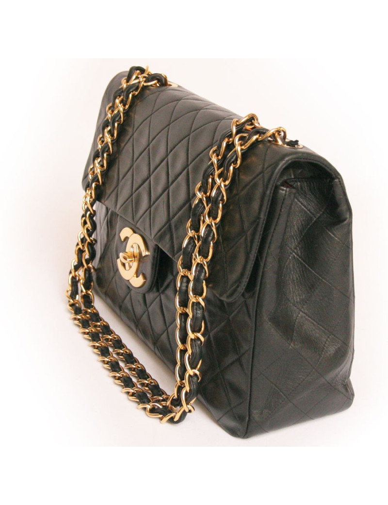Maxi jumbo CHANEL matelassé noir vintage