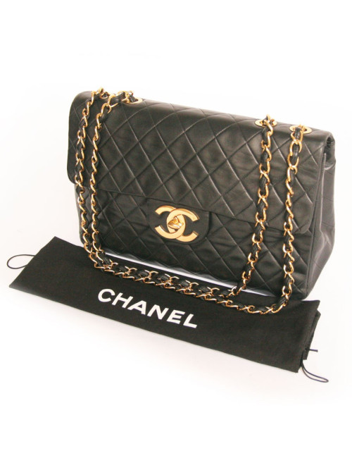 Maxi jumbo CHANEL matelassé noir vintage