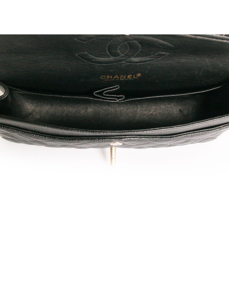 Sac timeless CHANEL veau grainé noir "caviar"
