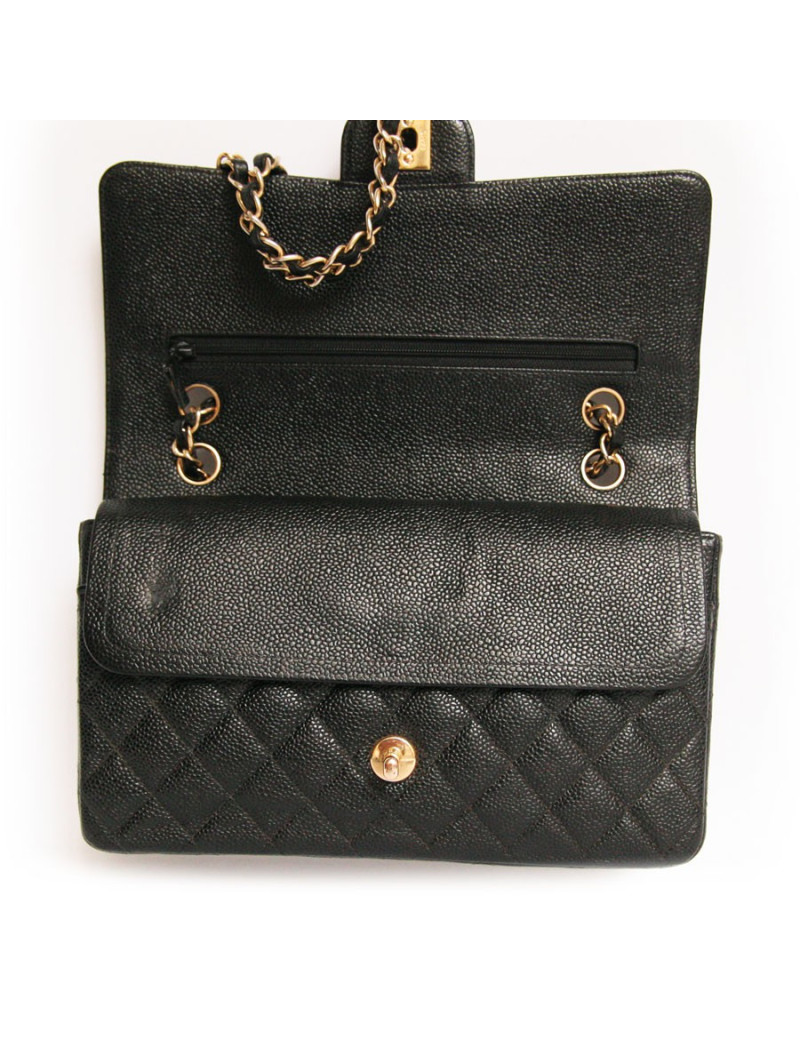 Sac timeless CHANEL veau grainé noir "caviar"