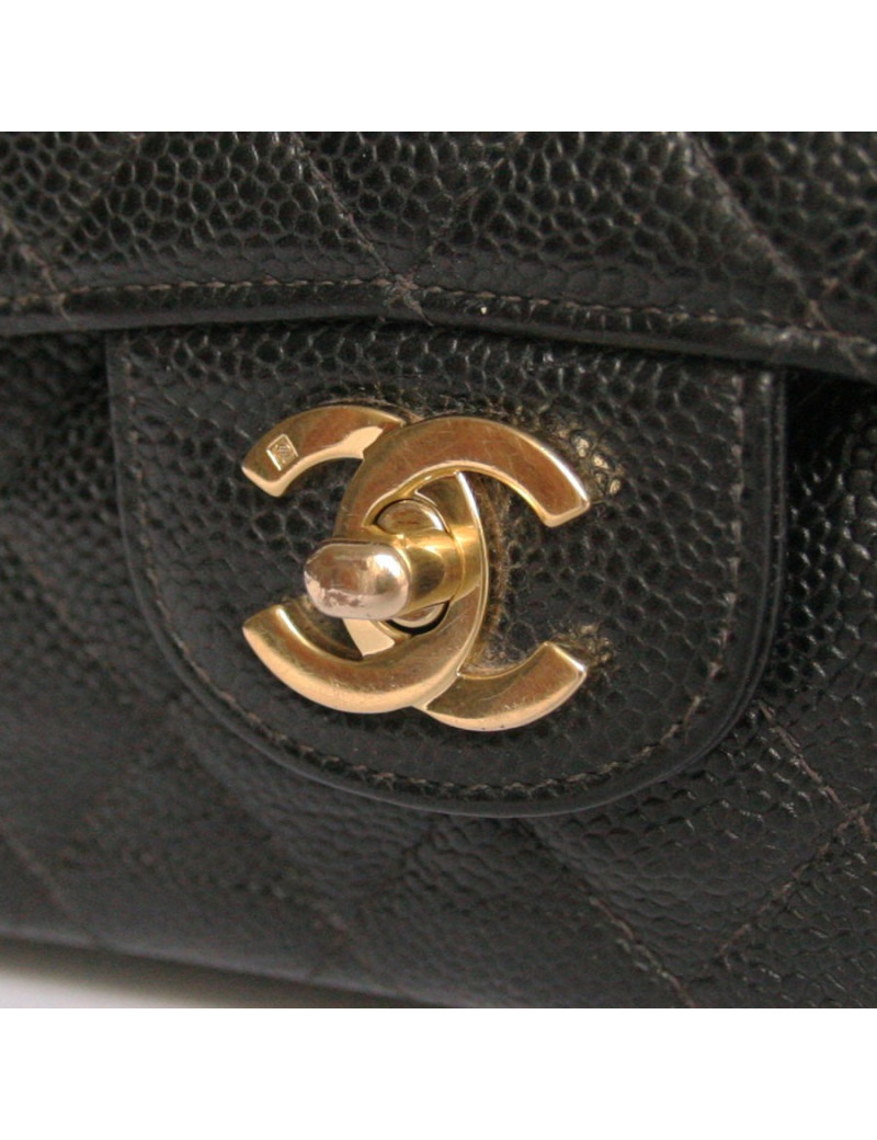 Sac timeless CHANEL veau grainé noir "caviar"