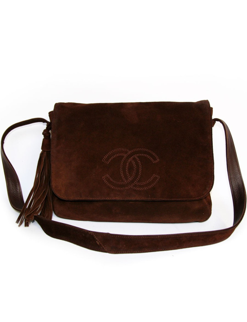 sac CHANEL, veau velours marron