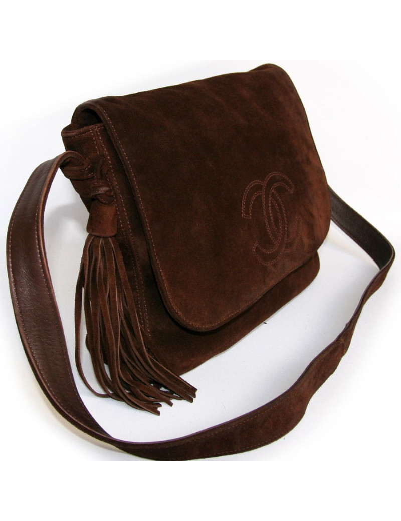 sac CHANEL, veau velours marron