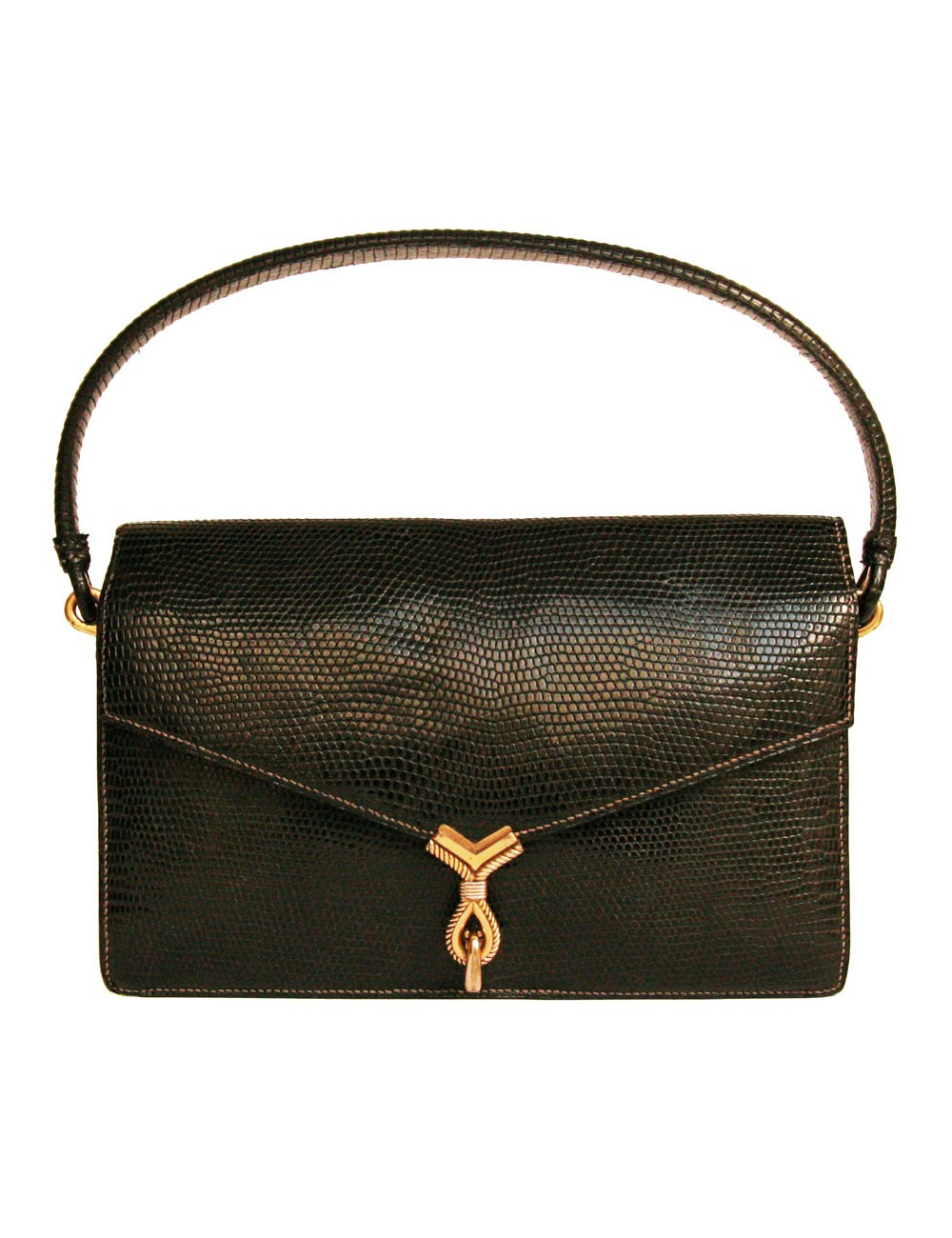 Sac HERMES noir en Lézard niloticus Vintage