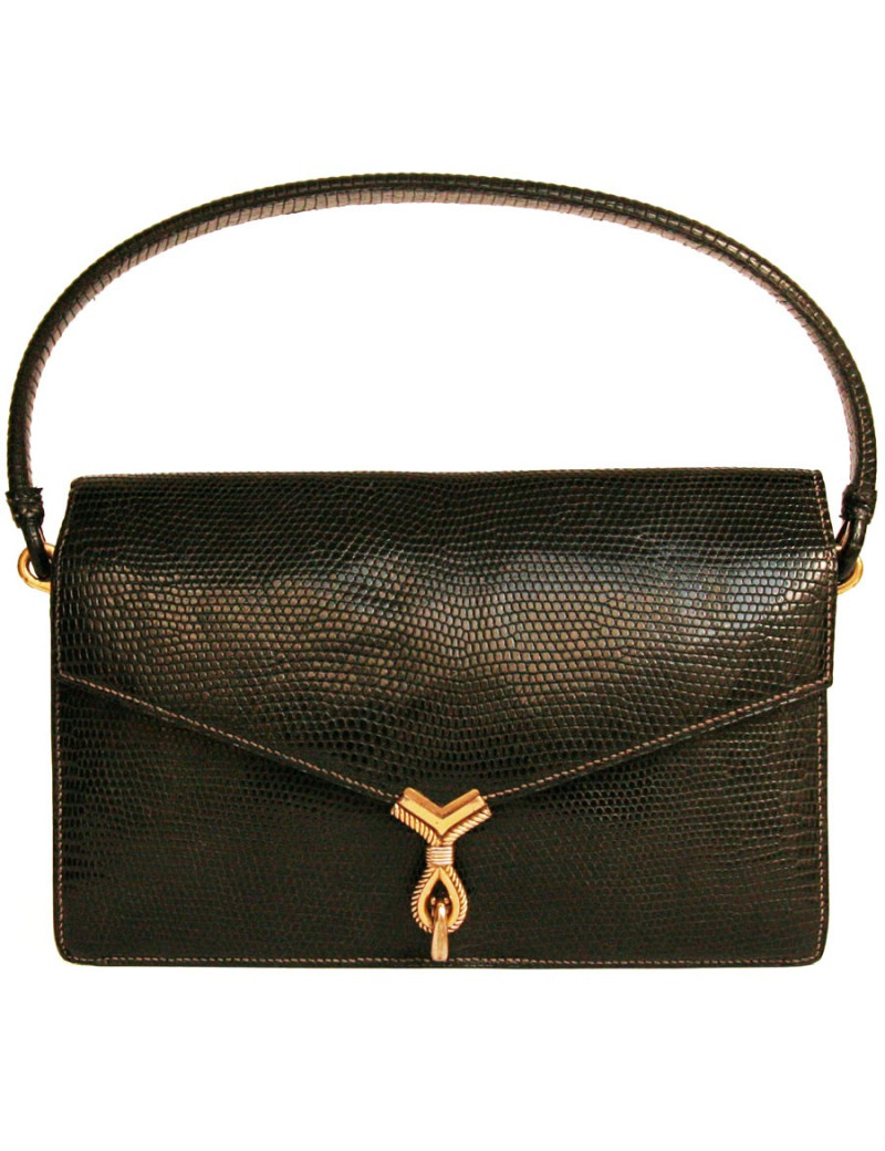 Sca HERMES noir en Lézard niloticus Vintage