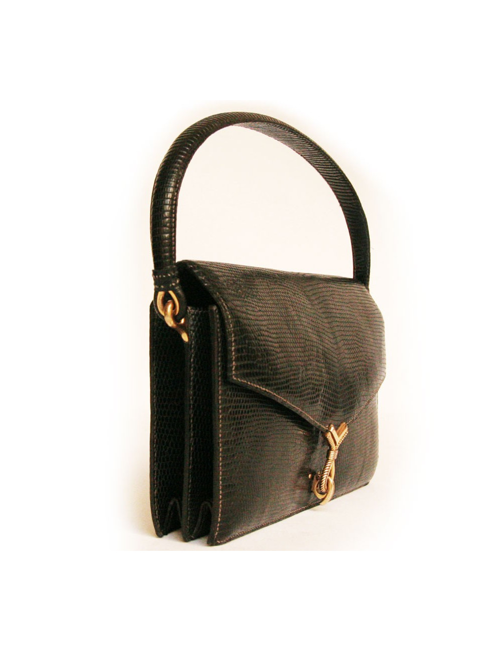 Sac HERMES noir en Lézard niloticus Vintage