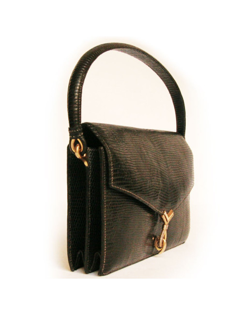 Sac HERMES noir en Lézard niloticus Vintage