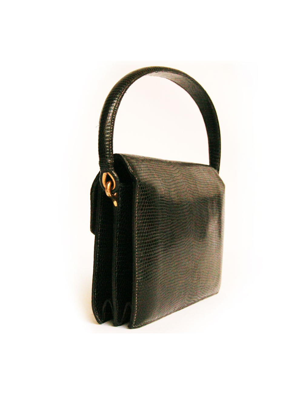 Sac HERMES noir en Lézard niloticus Vintage