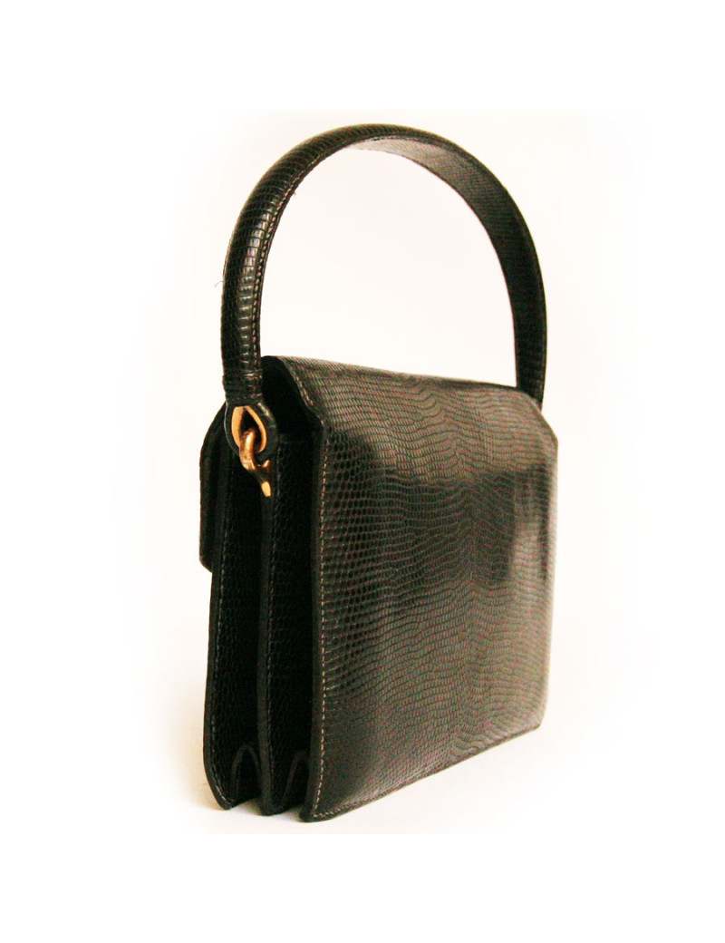 Sac HERMES noir en Lézard niloticus Vintage