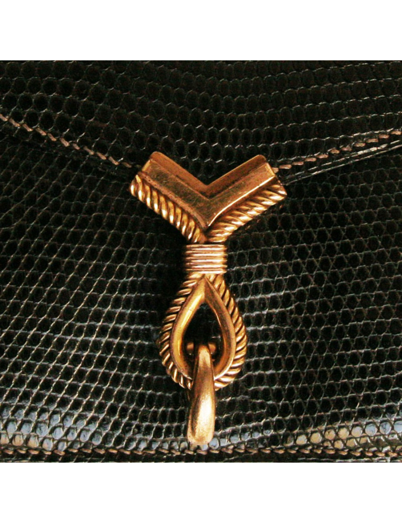 Sca HERMES noir en Lézard niloticus Vintage