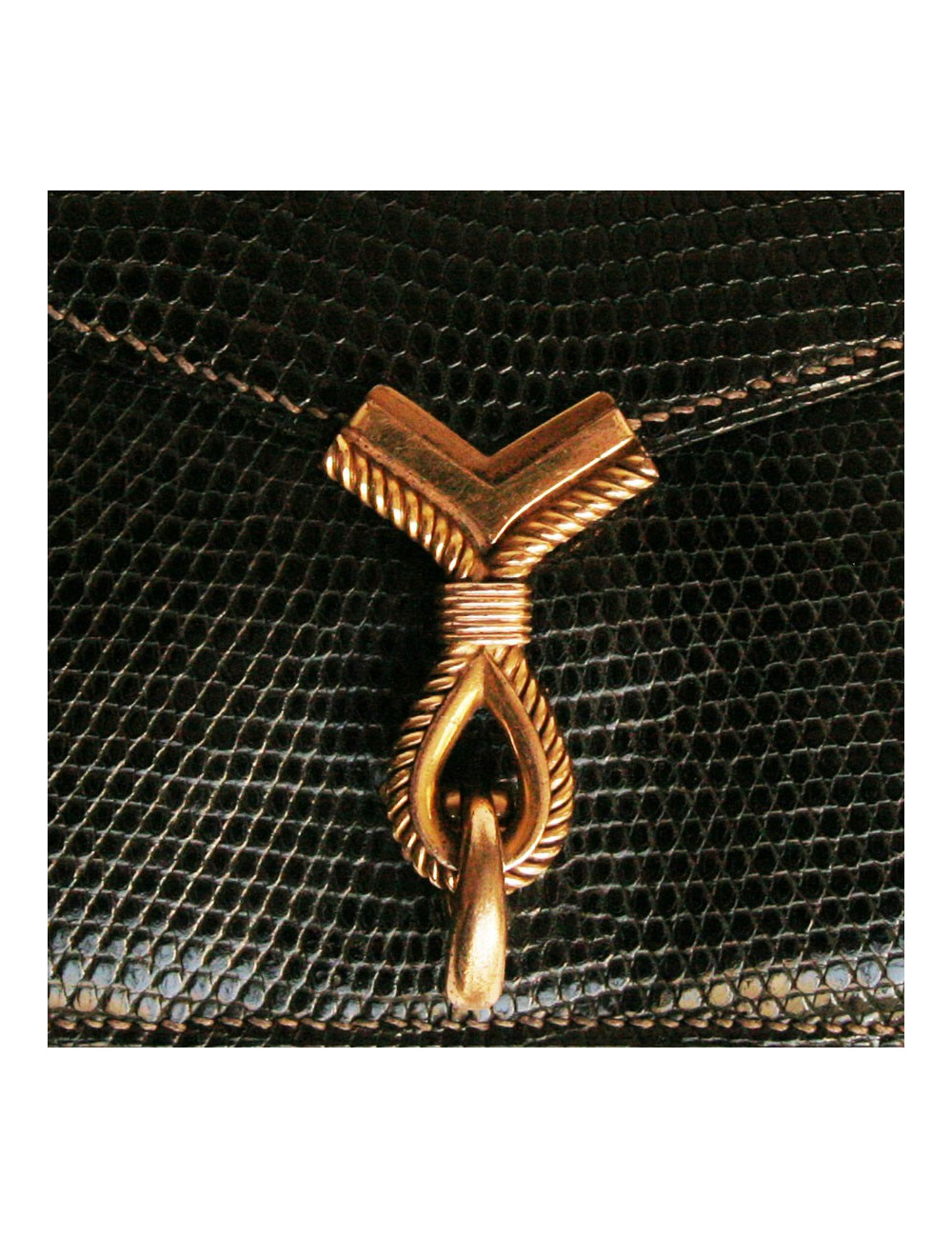 Sac HERMES noir en Lézard niloticus Vintage