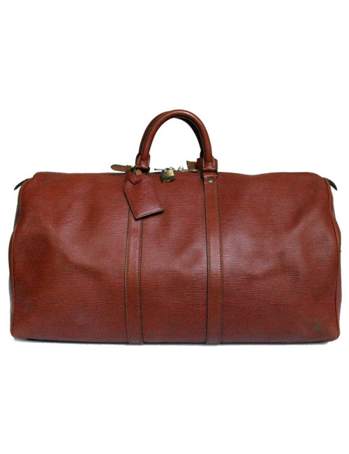 Brown LOUIS VUITTON epi leather keepall bag
