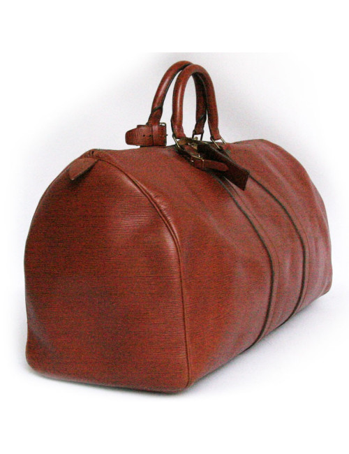 Brown LOUIS VUITTON epi leather keepall bag