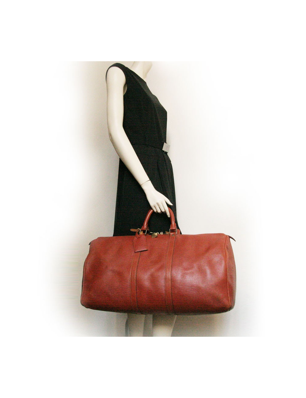 Brown LOUIS VUITTON epi leather keepall bag