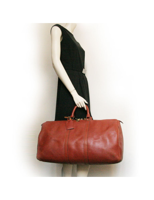 Brown LOUIS VUITTON epi leather keepall bag