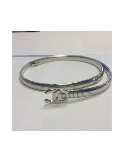 Ceinture CHANEL serpent CC argent