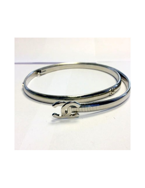 Ceinture CHANEL serpent CC argent