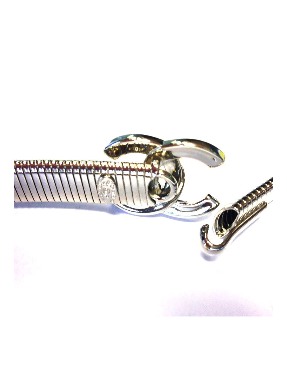 Ceinture CHANEL serpent CC argent