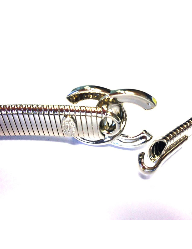 Ceinture CHANEL serpent CC argent