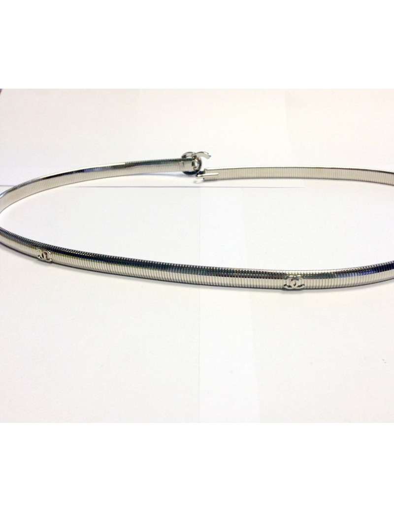 Ceinture CHANEL serpent CC argent