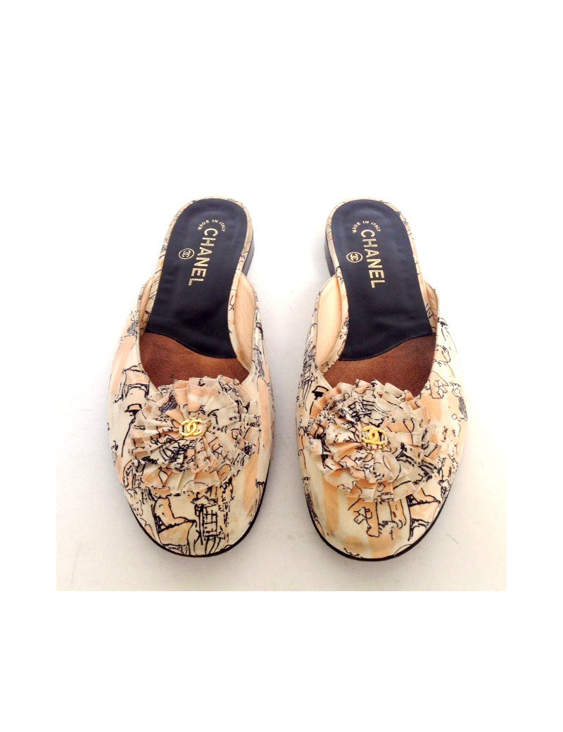 Sandales plates CHANEL T37.5 imprimé 