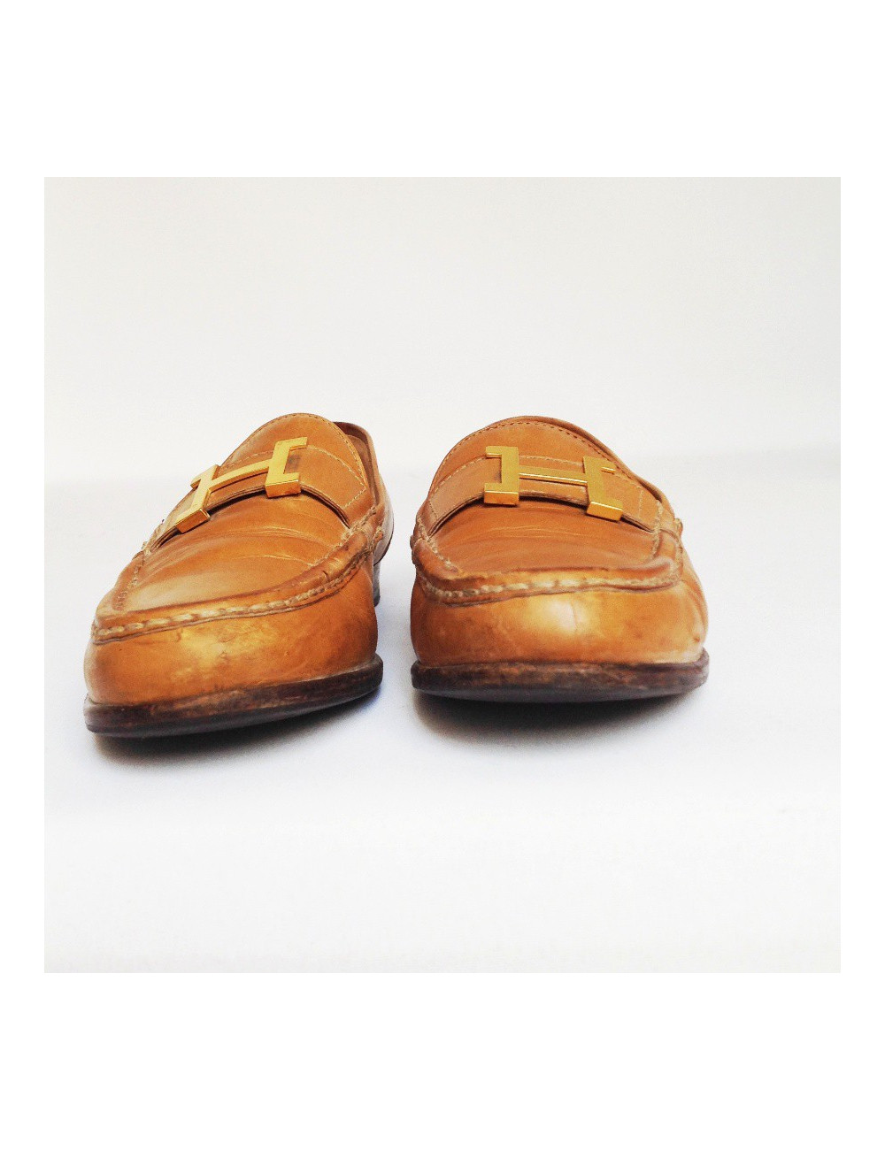 Moccasins HERMES T36.5 leather gold