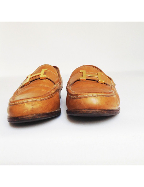 Moccasins HERMES T36.5 leather gold