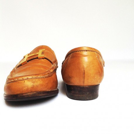 Moccasins HERMES T36.5 leather gold