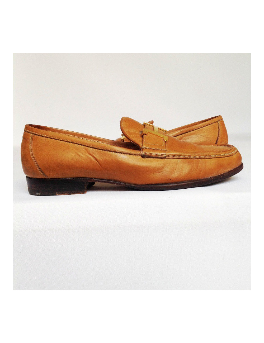 Moccasins HERMES T36.5 leather gold