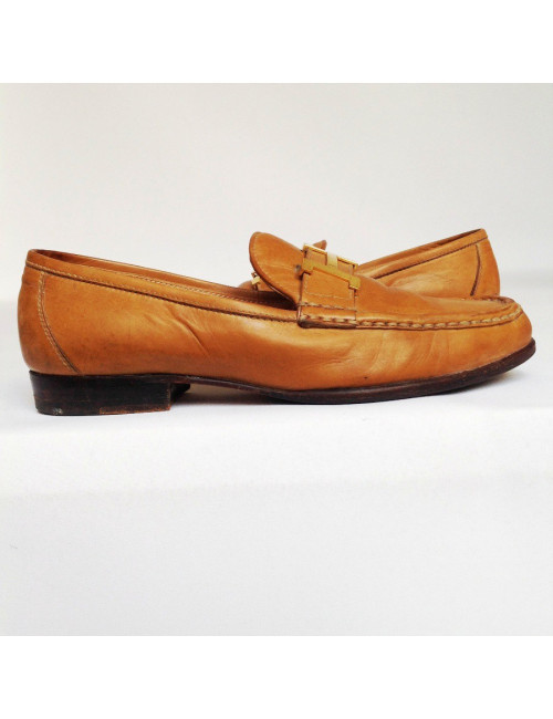 Moccasins HERMES T36.5 leather gold