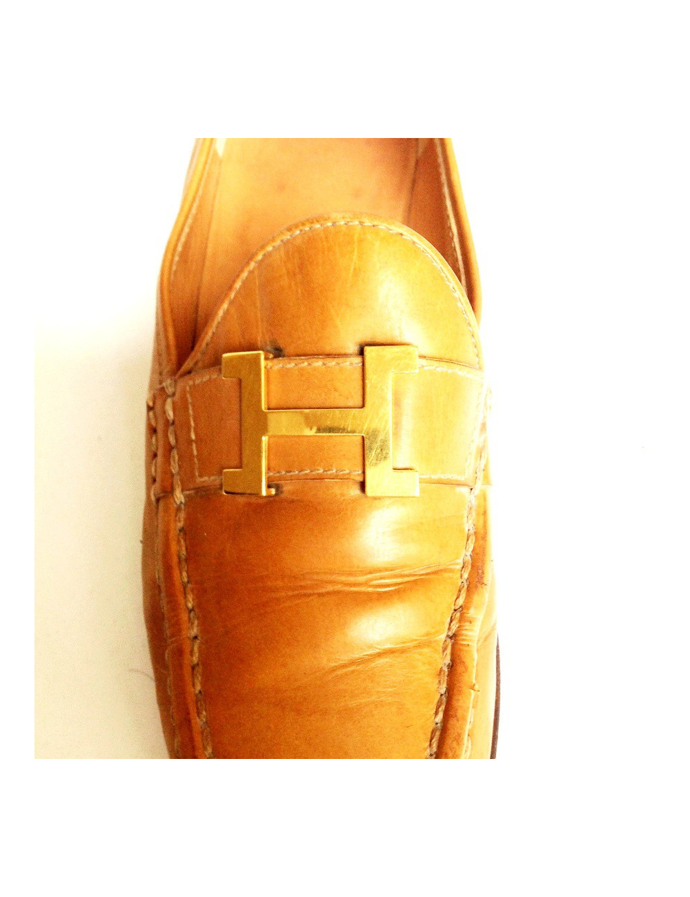 Moccasins HERMES T36.5 leather gold