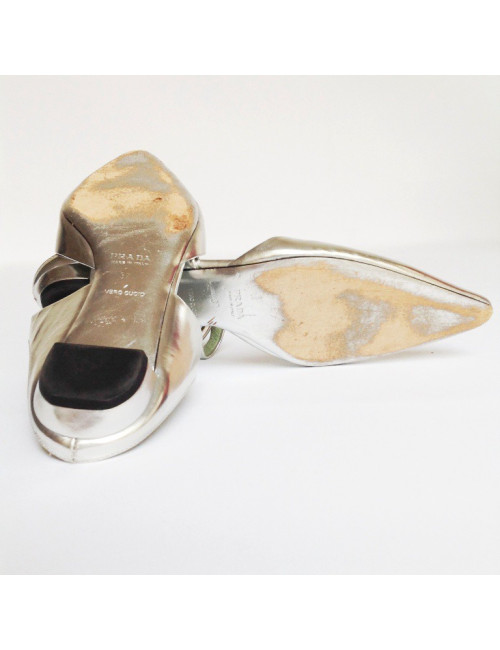 Flat shoes PRADA T37 silver