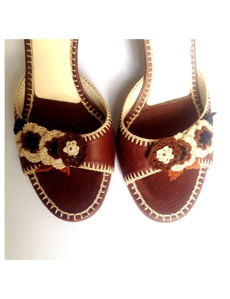 Pumps offset PRADA brown leather T38, 5