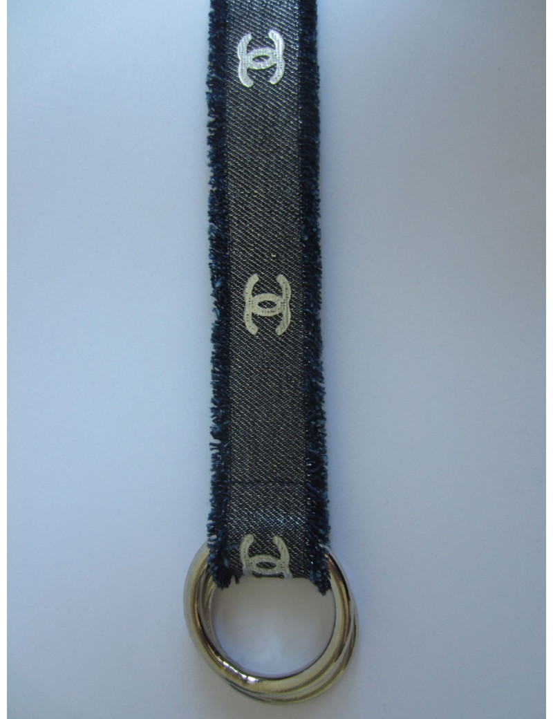 Ceinture CHANEL jeans et lamé argent