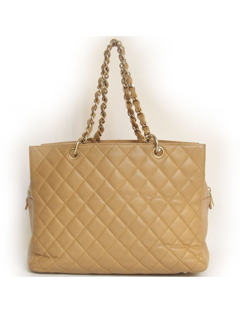 Sac CHANEL en cuir grainé gold