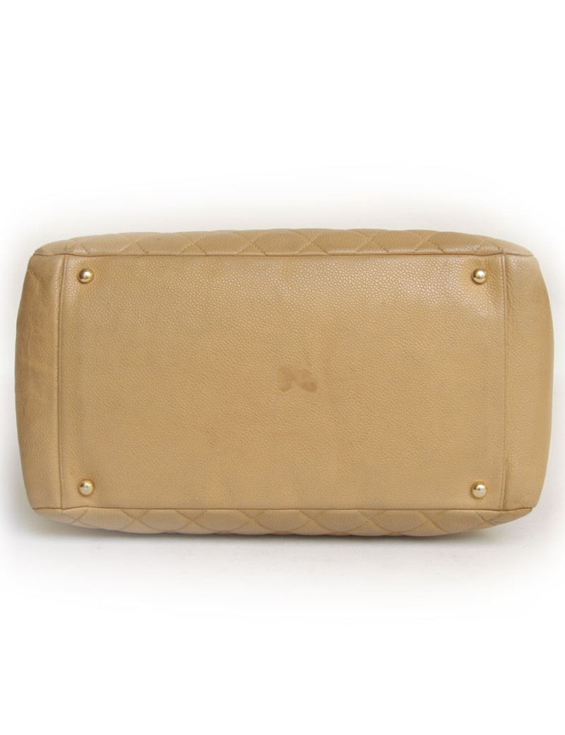 Sac shopping  CHANEL en cuir grainé gold