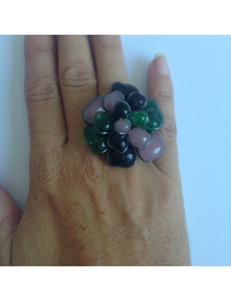 Bague Fleur MARGUERITE DE VALOIS en pâte de verre