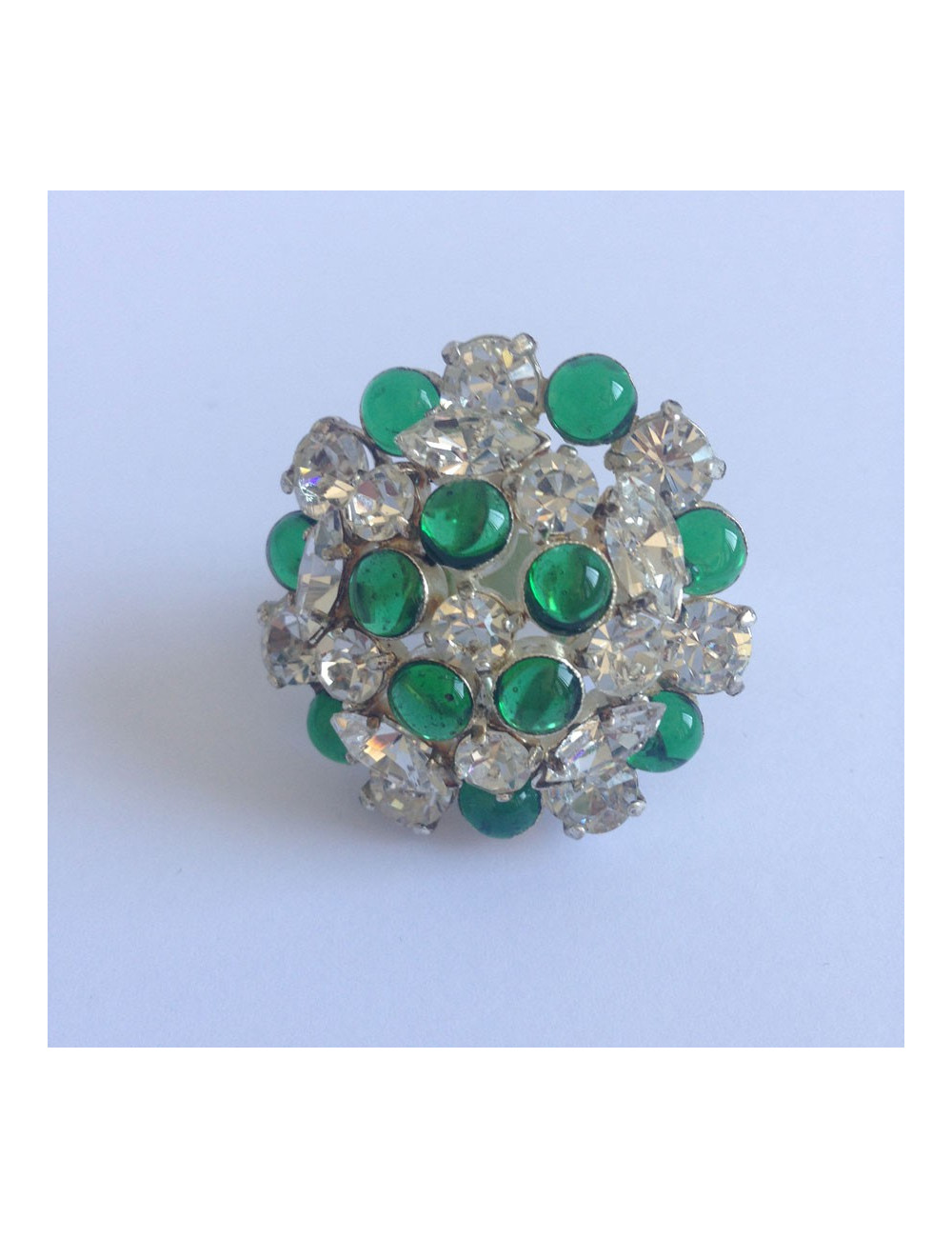 Bague ronde MARGUERITE DE VALOIS en pâte de verre et strass swarovski