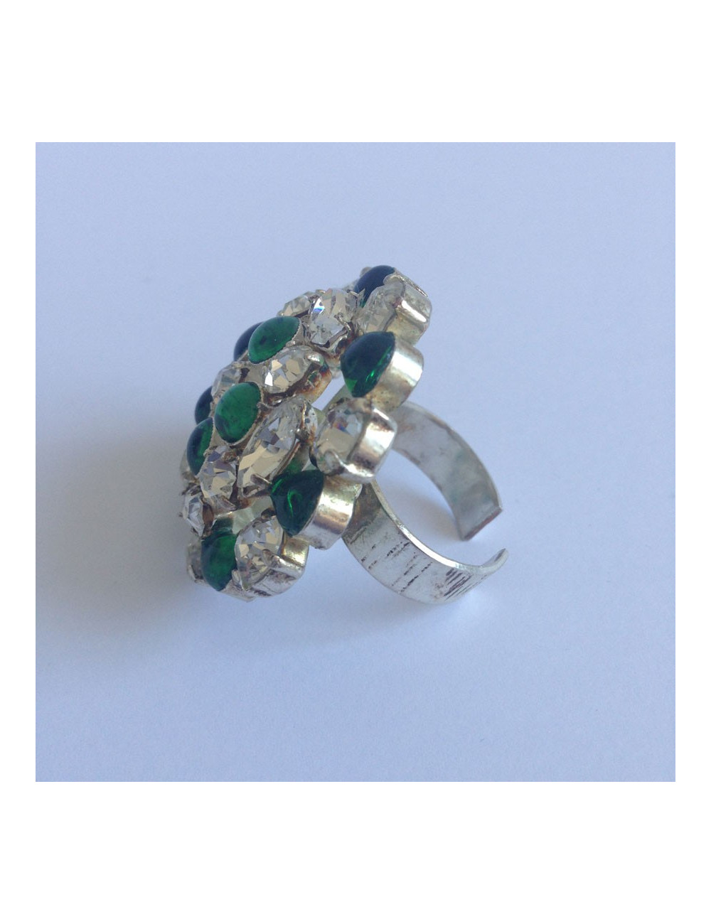 Bague ronde MARGUERITE DE VALOIS en pâte de verre et strass swarovski