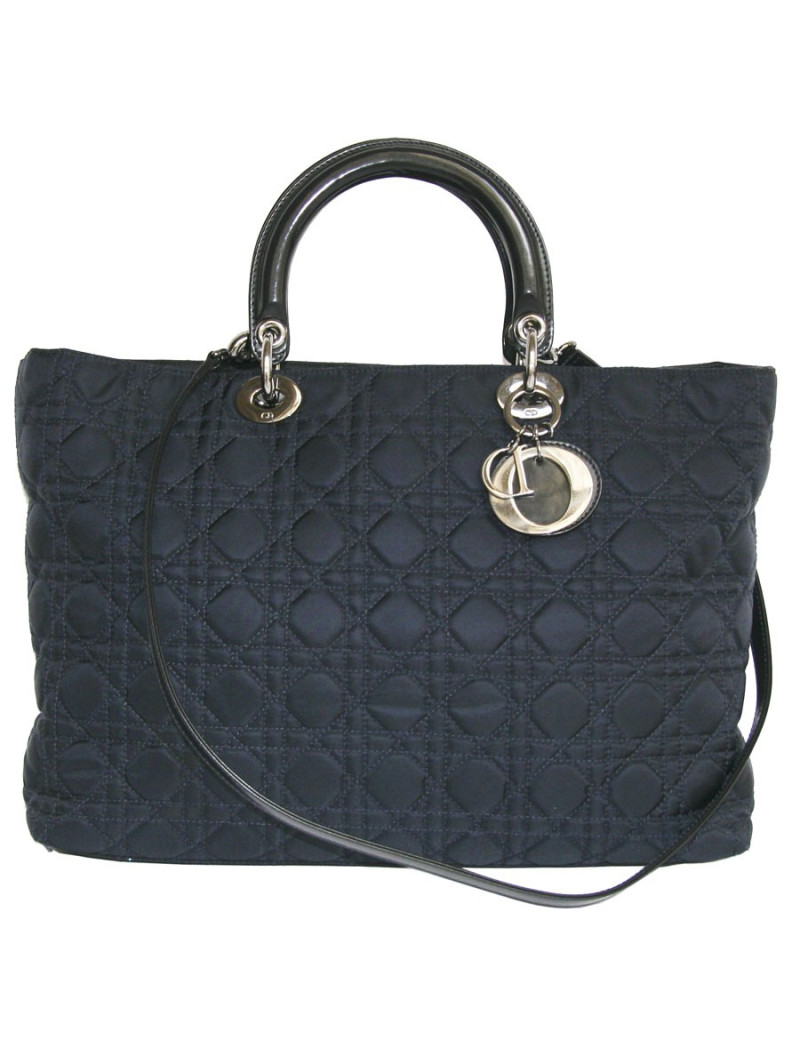 Sac Lady Dior de DIOR en tissu bleu marine