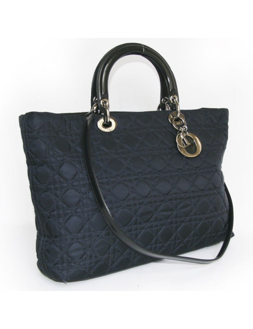 Sac Lady Dior de DIOR en tissu bleu marine