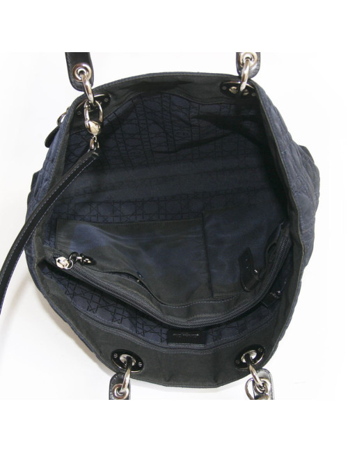 Sac Lady Dior de DIOR en tissu bleu marine