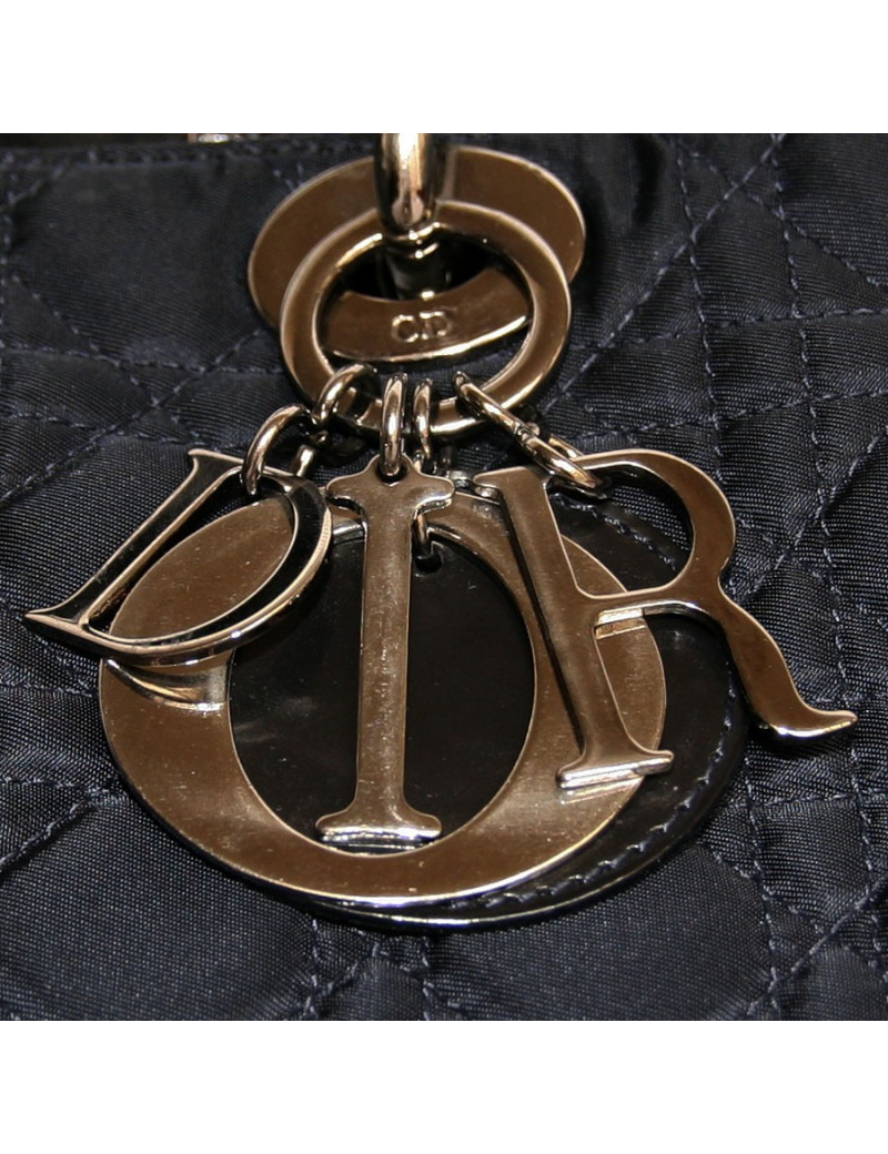 Sac Lady Dior de DIOR en tissu bleu marine