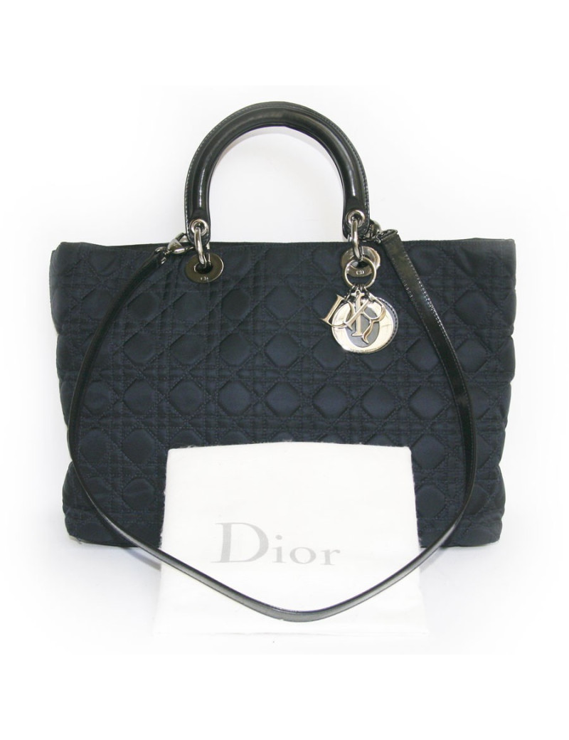 Sac Lady Dior de  DIOR en tissu bleur marine